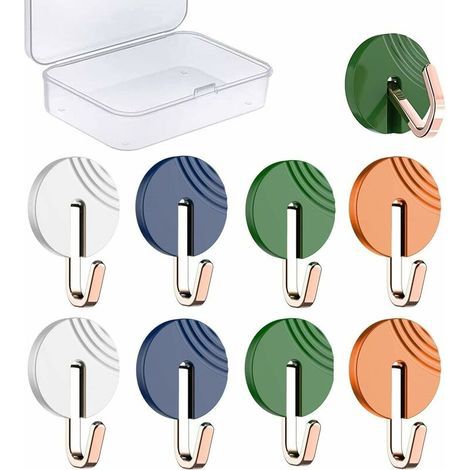 Crochet mural adhésif sans perçage pour salle de bain et cuisine – 8 pièces rotatives, 4 couleurs, fixation forte sur carrelage/miroir (1/5)