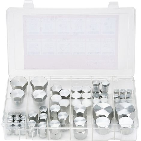 Mophorn Kit de raccords hydrauliques JIC 72 pièces, bouchon et bouchon hydrauliques, tube flexible et raccord de tuyau avec filetage de précision à 37°, tailles 4 à 16 (1/5)