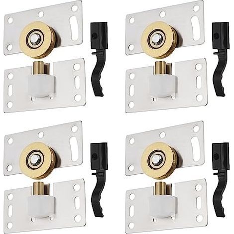 CSPARKV 4 Sets Stainless Steel Sliding Door Rollers Sliding Track Wheel Sliding Door Fittings for Wardrobe Cabinet Windows Furniture Hardware