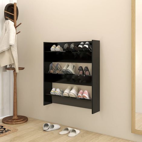 Wall Shoe Cabinet Black 80x18x90 cm Engineered Wood vidaXL (1/5)