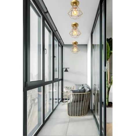 Lot de 3 Plafonnier en Cage Moderne E27, Lampe Plafonnier Industrielle Métal Style Edison pour Couloir Salon Chambre (1/4)