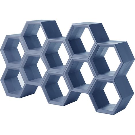 Hexa  Blu polvere  libreria  a parete scaffali ripiani originale Slide di design moderna colorata made in Italy modulare