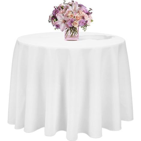 Set mit 2 runden, weißen Tischdecken (240 cm), knitterfrei, aus Polyester, ideal für Hochzeiten, Empfänge, Geburtstage und Bankette