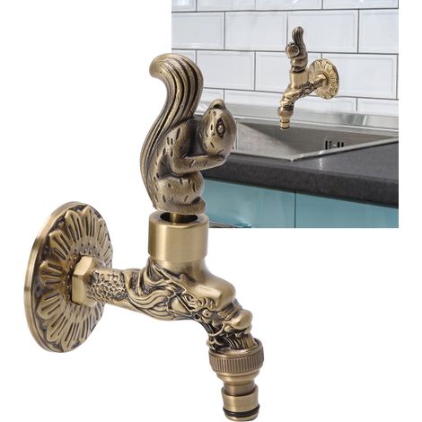 Kupferarmatur mit G1/2-Innengewinde, Eichhörnchen- und Drachenmotiv, ideal für Waschbecken und Badezimmer. Innendekoration. (1/5)