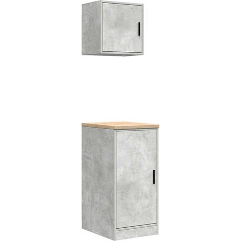 Maison Exclusive - Armadi da Garage 2 pz Grigio Cemento in Legno Multistrato