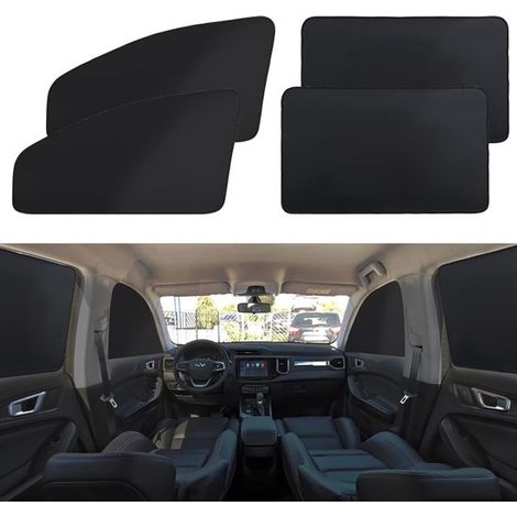 Parasol magnético para coche, Parasol para bebé, Parasol para ventana lateral, Protección UV, 4 piezas, Fresco, dormir y acampar, Negro (1/5)