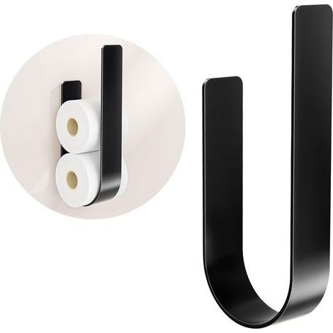 Porte Papier Toilette, Rangement Support Papier Toilette Mural pour 3 Rouleaux, Porte Papier WC sans Percage, Noir (1/5)