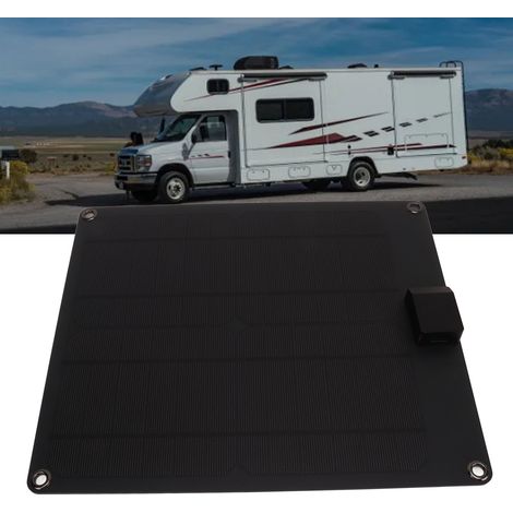Monokristallines Silizium-Solarpanel mit zwei Ausgängen (5V/12V), 15W, für Auto, Boot, Anhänger oder Wohnmobil (ohne Batterie), schwarz. (1/5)