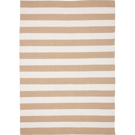 Tapis d'extérieur écoresponsable - rayures beige/blanc MENDOZA (1/3)