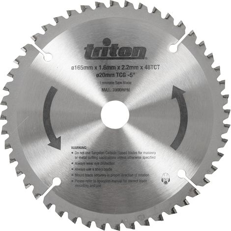 Triton – Lame de scie circulaire 165mm – 48 dents TCG pour bois dur – Alésage 20mm – Coupe nette sans éclat – Durabilité accrue (1/3)