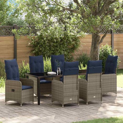 Conjunto de Comedor de Jardín 7 pcs Negro ratán sintético vidaXL (1/5)