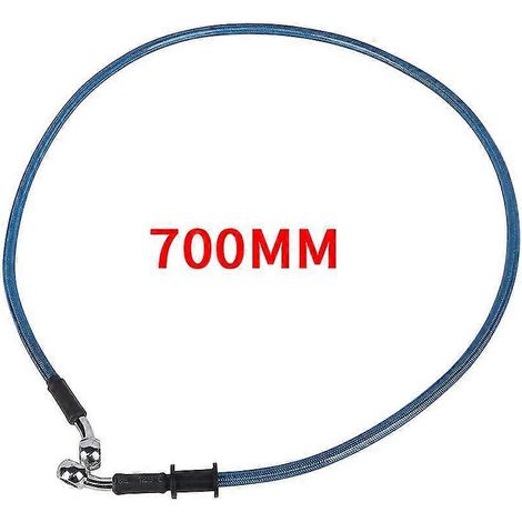 Durite de frein/d'embrayage hydraulique renforcée en acier tressé, 500-900 mm, raccord banjo 28°, compatible Racing MX - bleue 700 mm (1/5)