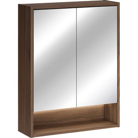 Miroir armoire murale 2 portes 60cm Edmé Bois foncé (1/5)