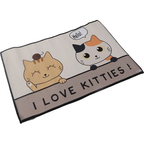 Tapis de sol antidérapant, confortable et résistant, motif chatons mignon, idéal pour la cuisine, le salon, la salle de bain ou l'entrée, 40 x 60 cm / 15,8 x 23,6 pouces