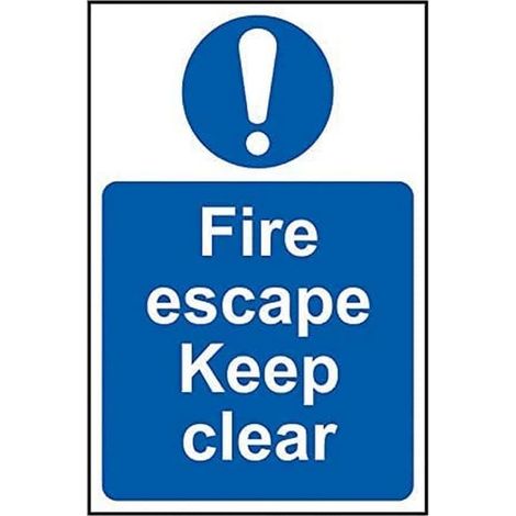 Fire Escape Keep Clear Sign – PVC 200 x 300mm – Single Unit, Scan Fire Escape Keep Clear Sign with Product Code SCA0158 (1/2)