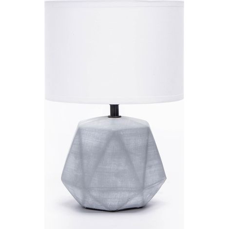 Lampe de Table en Céramique, Moderne Lampe de Chevet avec Abat-Jour en Tissu, Douille E14, max.40W, Lampe de Canapé, Veilleuse pour Chambre, Salon, Bureau, Hôtel, Café (sans Ampoule) -H29cm,Gris Clair (1/5)