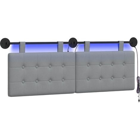 Maison Exclusive - Testiera sospesa Con luce LED Grigio Chiaro Tessuto (1/5)