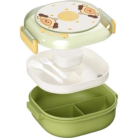Bol alimentaire étanche avec couvercle, cuillère et fourchette (1/5)
