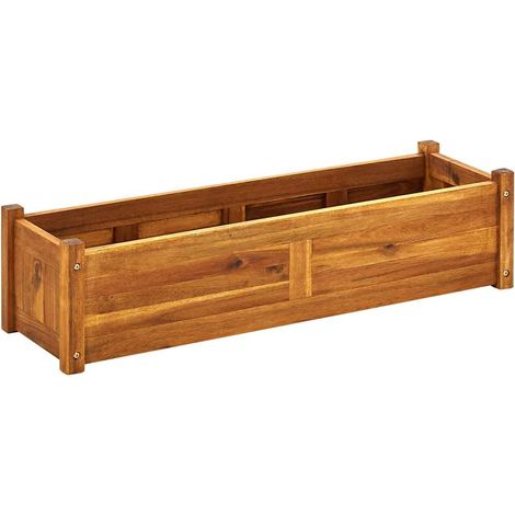 Jardinière Lit surélevé de jardin Bois d'acacia 100x30x25 cm (1/5)