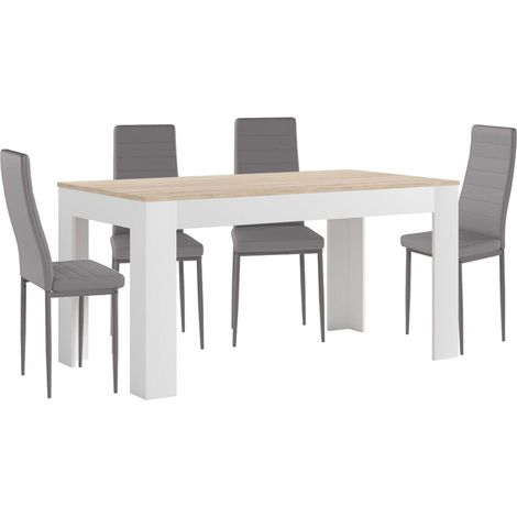 Mesa Extensible de Comedor o Cocina + 4 Sillas en Polipiel/metal