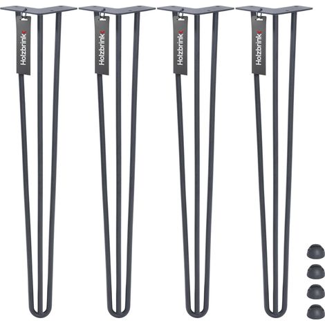 HOLZBRINK Pied de Table en Acier Hairpin Triple Barre 12 mm, Hauteur: 72 cm, Gris Anthracite, 4 pcs, HLT-13A-72-7016