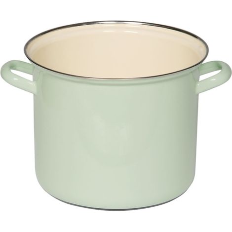 Riess Topf mit Chromrand Ø22cm 6L Pastell Nilgrün Emaille