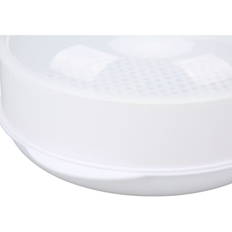 Cuiseur vapeur pour four à micro-ondes pour la cuisson du riz, des plats et des petits pains vapeur, avec couvercle, récipient vapeur en plastique, couvercle de conservation des aliments, taille moyen (1/5)