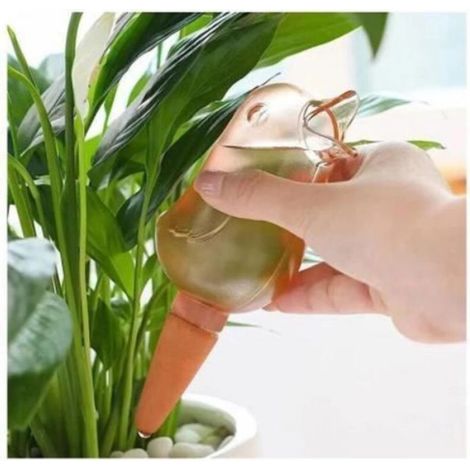 Lot de 4 piquets auto-arrosants pour plantes - Oiseau - Dispositif d'arrosage automatique en PP - Blanc (1/4)