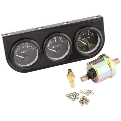 Instrumento combinado tres en uno modificado para temperatura de aceite, temperatura del agua y presión de aceite, negro, con sensor, 52 mm, para coche y camión.