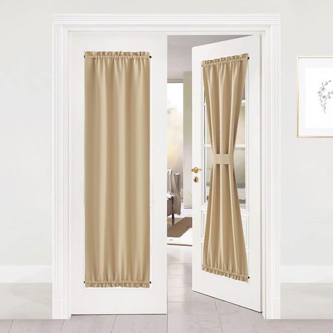 Panneau occultant latéral pour porte coulissante - Décoration de fenêtre, rideau isolant thermique pour porte-fenêtre coulissante (un panneau, 63 cm de large x 183 cm de long, beige crème) (1/5)
