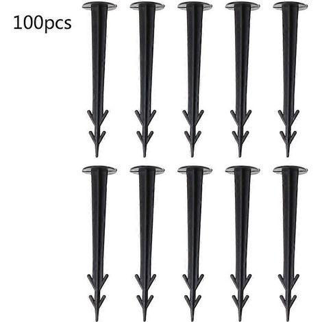 100 piquets de fixation en plastique pour bâche de jardin, ardillons et piquets pour gazon (1/5)
