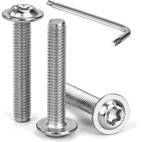 30 Pièces Vis à Tête Bombée Torx avec Bride M6 x 35 mm Vis à Six Pans Creux en Acier Inoxydable A2 V2A Boulons à Tête Hexagonale avec Clé T30 Filetage Complet (1/5)