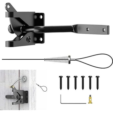 Linkidea Long Self Locking Gate Latch Carbon Steel Spring with Adjustable Pull Cable for Metal and Wood Fencing (Lenght) (1/5)