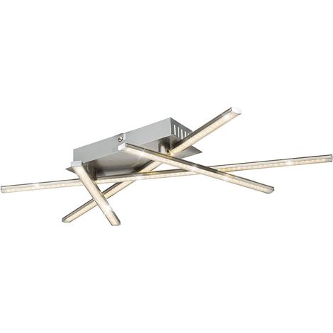 Faretto da soffitto a LED, lampada da soffitto design 4 barre, lamina glitterata, nichel, illuminazione per soggiorno
