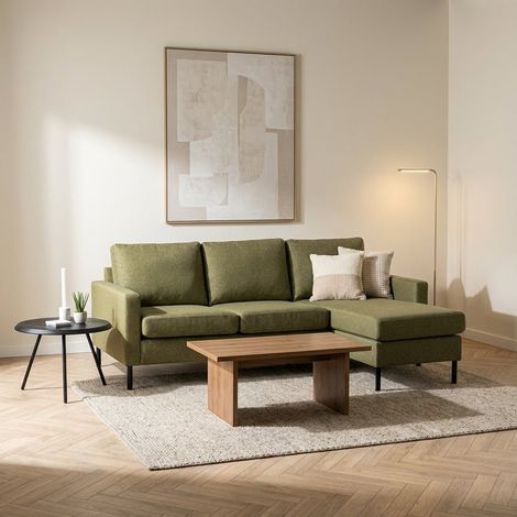 3-Sitzer Ecksofa Blair Stoff grün links und rechts