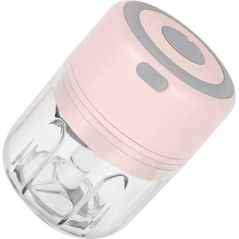 Hachoir à ail électrique 250 ml sans fil, multifonctionnel et détachable, mini hachoir pour gingembre et oignons (rose) (1/5)