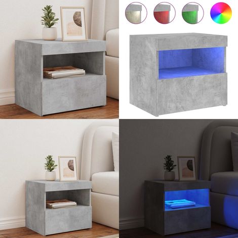 Table de chevet avec lumières LED gris béton 50x40x45 cm - Table De Chevet - Lampe De Chevet - Éclairage Led - Meuble Design - Mobilier Chambre - Home & Living (1/5)