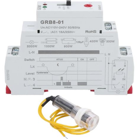 Relais-Lichtsteuerungs-Verzögerungsrelais-Schalter-Überlastschutzelement GRB8 01 AC 110V 240V