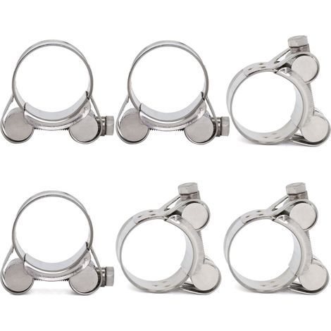 Colliers de serrage, lot de 6, plage de serrage 20-22 mm, colliers à boulon en T en acier inoxydable, pour tuyaux d'eau, tuyaux de gaz et tubes automobiles (1/5)