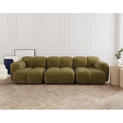 Lisa Design – Canapé modulable 3 places en velours texturé – Dimensions 307x118 cm – Style contemporain – Charge max 120 kg – Fabrication européenne (1/5)