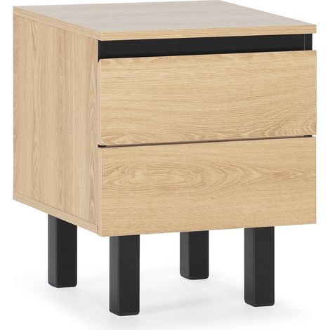 Table de nuit Molina 2 tiroirs couleur chêne (1/5)
