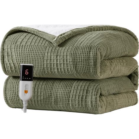 Couverture Chauffante 130X180cm, Lavable en Machine,Gris Vert (1/5)