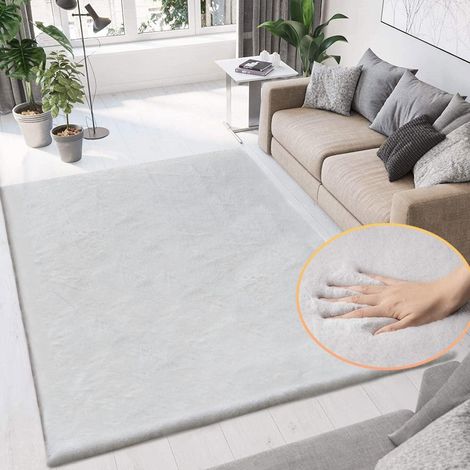Teppich Fellteppich Kunstfell waschbar 150 x 240 cm (Rechteckig) Grau (1/5)