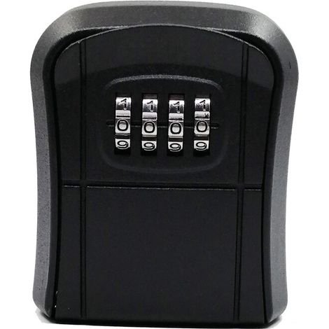 Boîte à clés murale Mini coffre-fort à clés extérieur avec code numérique à 4 chiffres réinitialisable Boîte à clés étanche pour la maison, l'école, le bureau, le garage (noir) (1/4)