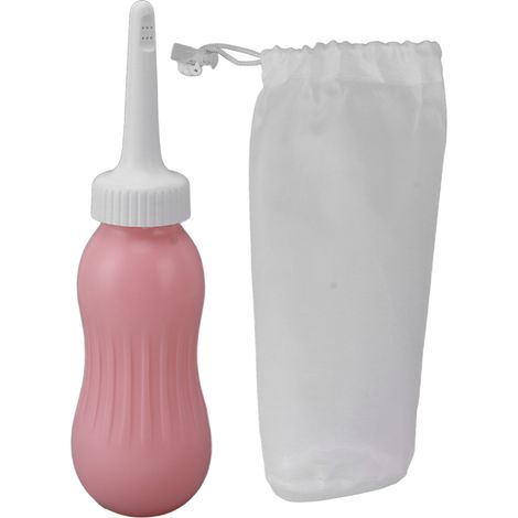 Douche portative 500ml en silicone rose pêche pour maternité - Bidet manuel jetable pour femmes (1/5)