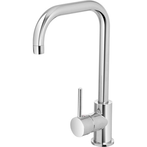 Miscelatore lavello cucina con canna alta orientabile in ottone cromato (1/3)