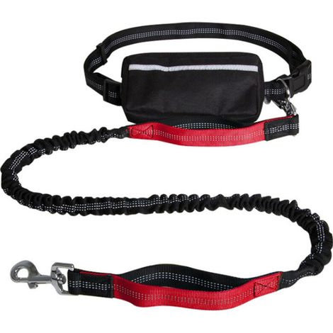 SABIR Laisse Chien pour Courir Laisse Mains Libres Chien Kit de Laisse de Chien Courir Laisse pour Chien Ceinture Laisse Anti Traction avec Sac Ceinture Poignée Couture(Rouge) (1/5)