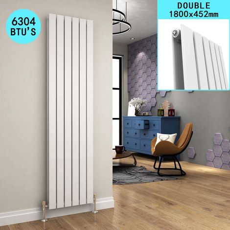 ELEGANT 1800x456mm Designer White Radiator Vertical Double Flat Panel Heating Radiators Suitable for Many Kinds of Valves