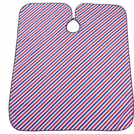 Manteau de coiffure imperméable et résistant aux taches, rayures rouges et bleues, cape de salon pour barbier, coupe-cheveux professionnelle (1/5)