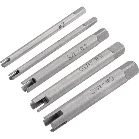 sourcing map Gewindebohrer-Ausdreher-Set M5-M12/8-10-1/2 Zoll (metrisch/Zoll), 3/4 Nuten, gebrochenes, abisoliertes Schraubengewinde, Gewindebohrer-Werkzeuge aus Hartstahl, 5-teilig